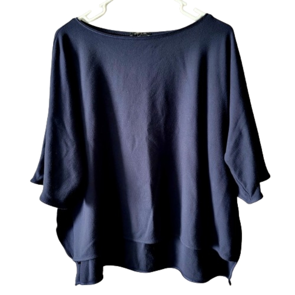 Lafayette 148 New York Black Relaxed Stretch Shirt Short Sleeve Women's Small